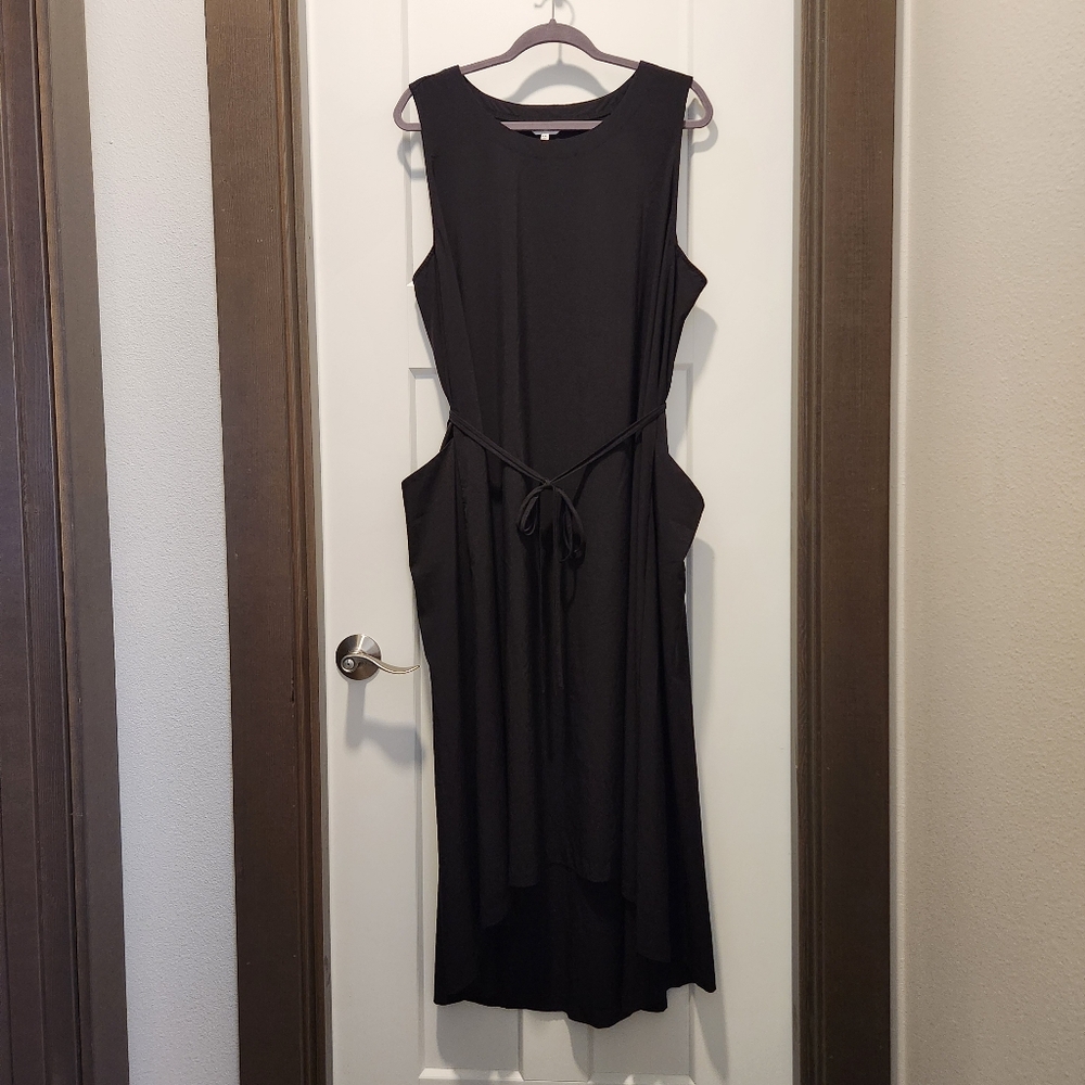 NWOT Soma Wknd Everstretch Maxi A-line belt dress high-low sleveless pockets XXL